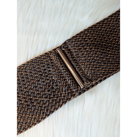 Zara Braided Statement Belt Women's 32 Wide Brown Black Minimalist Contemporary - Picture 1 of 8